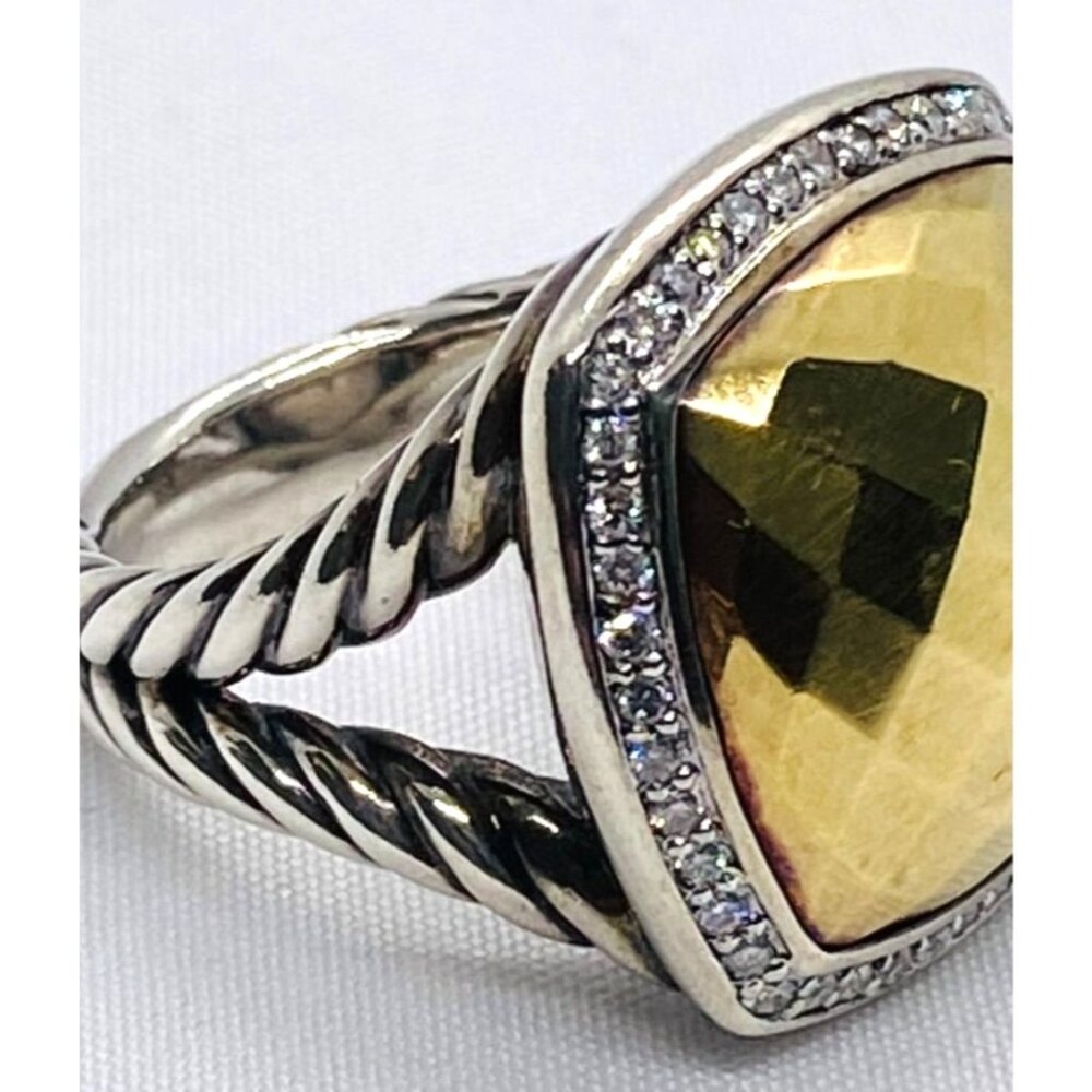 David Yurman Albion Faceted Dome Ring Sterling Silver Bonded 18K - Picture 8 of 11